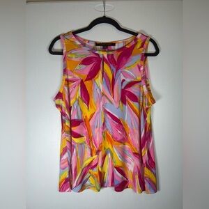 Vibrant Pink and Orange Sleeveless Top with Stretch. Size XL.